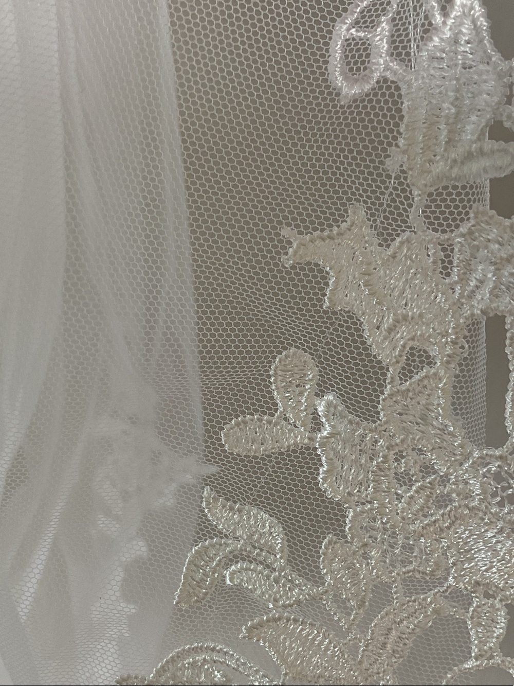 Stunning 2-Tier Lace-Trim Chapel / Cathedral Bridal Veil with Floral Appliqué - Picture 8 of 11